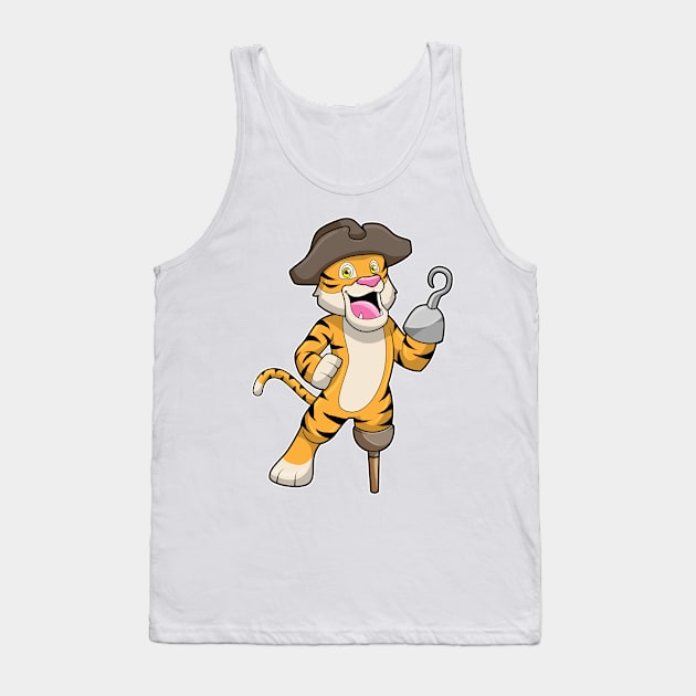 Tiger as Pirate with Wooden leg & Hooked hand Tank Top by Markus Schnabel